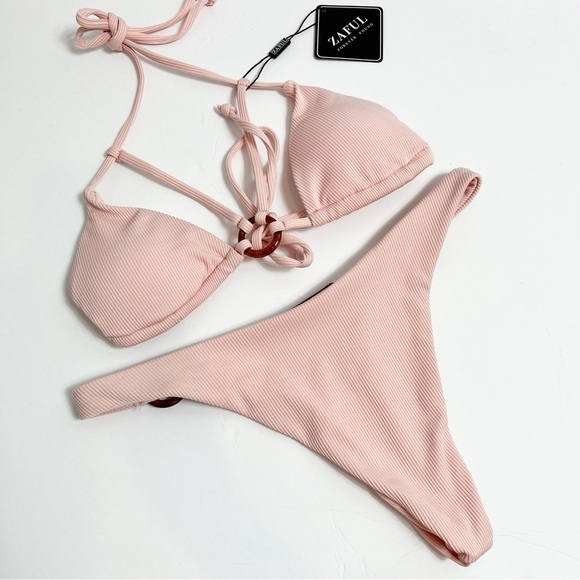 Zaful Other - ZAFUL PINK BROWN WOMEN TWO PIECE BIKINI SET BRAND NEW SIZE SMALL